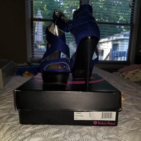 Royal Blue Suede sandal heels - Picture 2 of 2